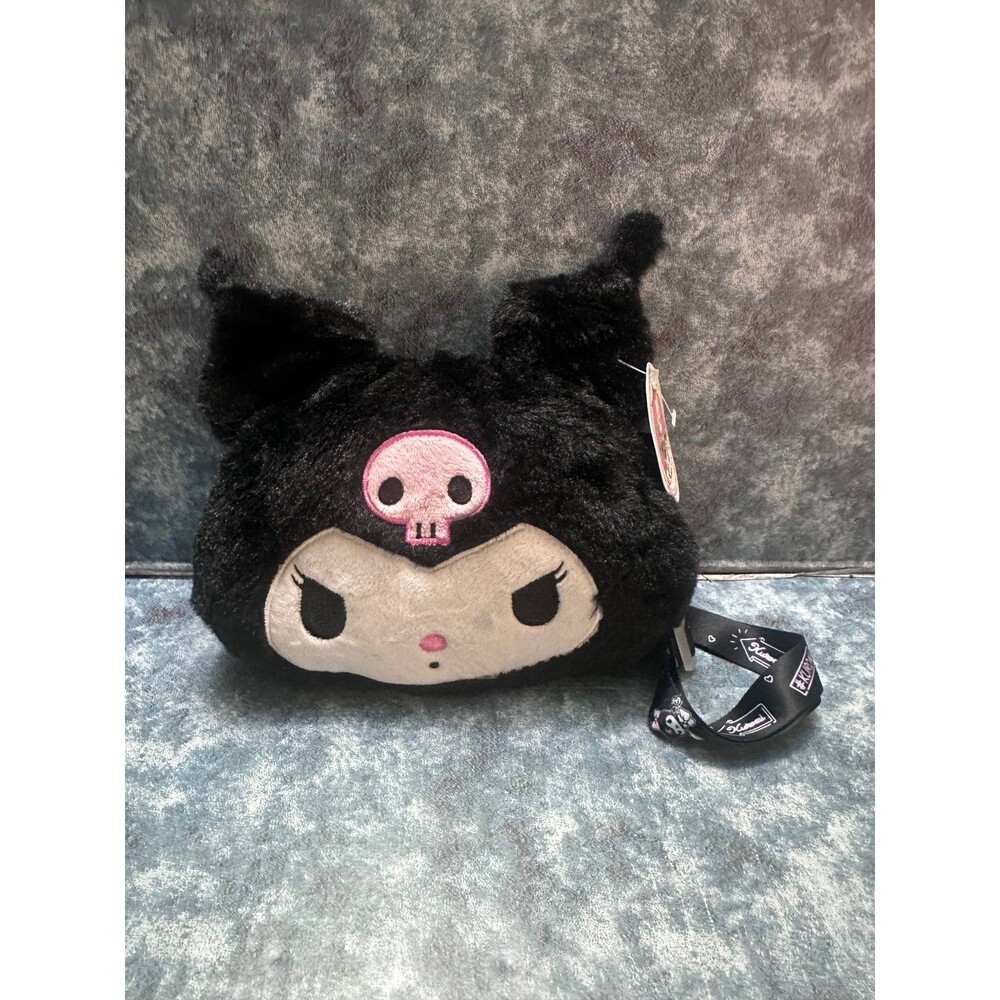 Sanrio Kuromi Plush Crossbody Bag in Black with Pink Accent